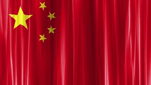 Animated Waving China Flag in Glossy Style Background