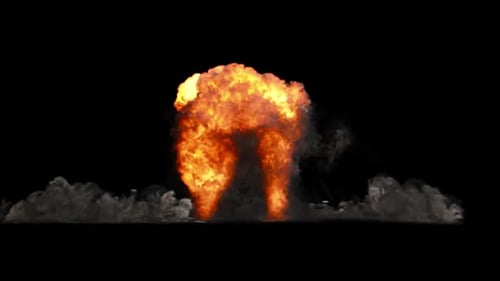 Fire shockwave explosion front view on transparent background