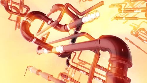 Animated 3D Industrial Pipes Network Loop Background