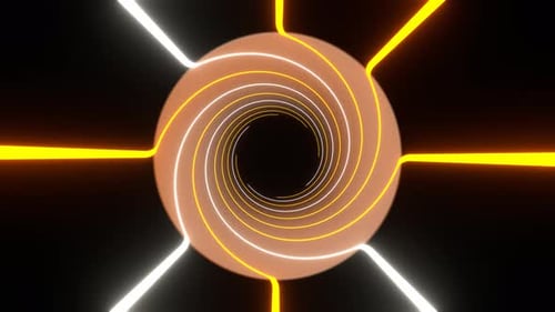Orange And White Rotating Spiral Lines Background Vj Loop In 4K