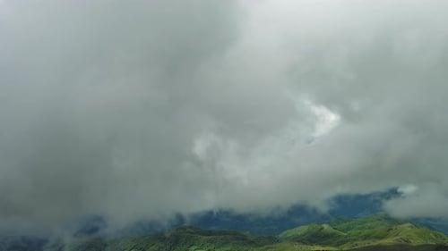 Clouds Over Summer Green Mountains