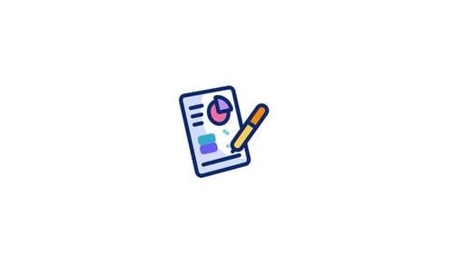 Animated Business Report Icon with Pen