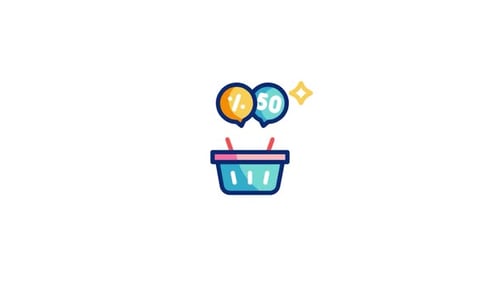 Shopping Basket Discount Price Icon Animation