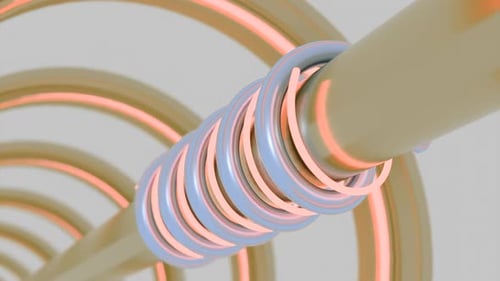 Abstract 3D Rings with Glowing Elements