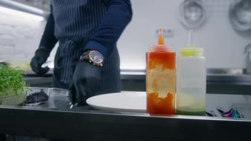 Chef Prepares Sprouts in Bright Kitchen