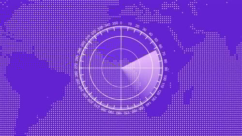 Digital Radar Scan with Dotted World Map Interface