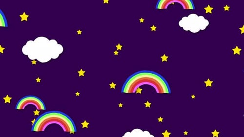 Whimsical Rainbows, Stars, and Clouds Animated Background