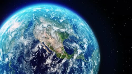 Earth Rotating on Axis in Space with Stars