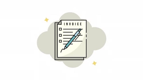 invoice receipt with coin currency line color animation 2D video for investment concept