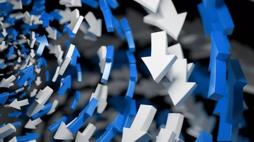 Abstract contrasting flying arrows