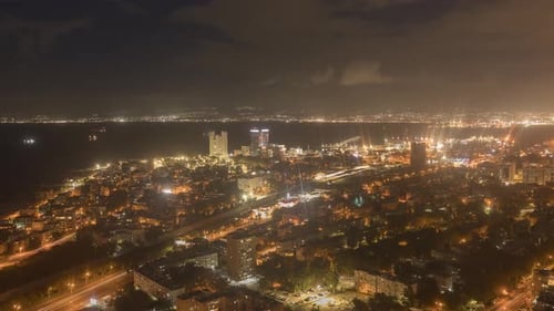 The night view of Haifa city, Israel