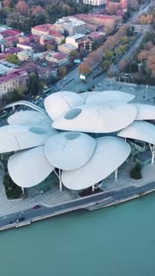 Vertical Video Aerial Autumn Beauty The Charming City of Tbilisi Georgia