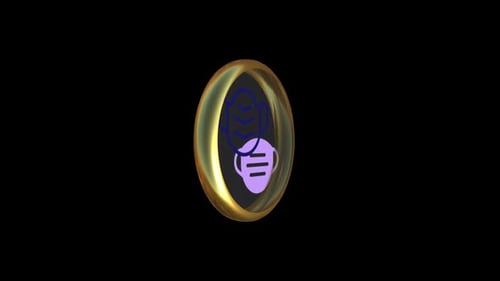 Animated Medical Mask Icon in Rotating Gold Ring