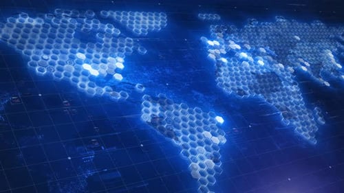 Futuristic Digital Global Network Map Animation