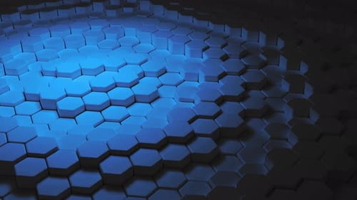Blue Hexagon Wave in Dark