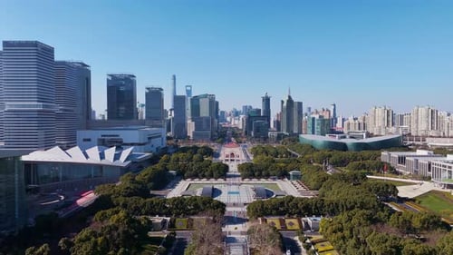 Aerial Shanghai City in Asia