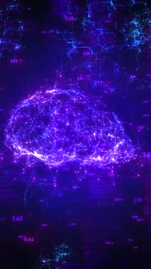 Visualización de redes neuronales con inteligencia artificial: cerebro digital futurista con conexión de datos
