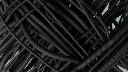 Close-Up View Of Numerous Flexible Black Cords