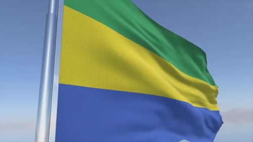 Hintergrund mit der Flagge von Gabun, bereit für die Übertragung in 4K