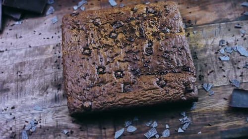 Delicious Chocolate Brownie on Rustic Wooden Surface