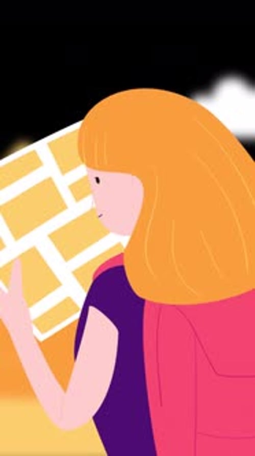 Girl Travelling Pyramids On Alpha Channel Vertical