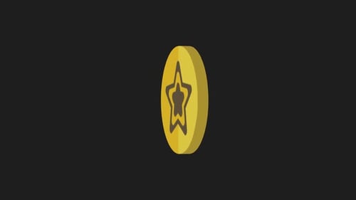 Animated Golden Star Coin 3D Rotation