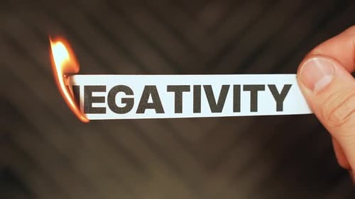 Burning “NEGATIVITY” concept symbolizing positive mindset, emotional reset, mental clarity, and