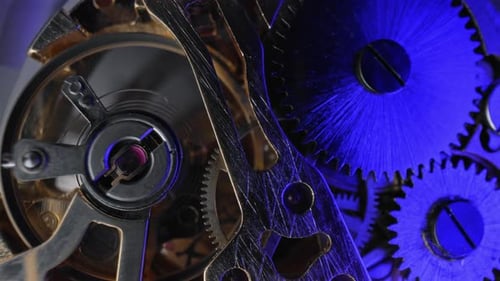 Old Vintage Clock Gears Cogs Mechanism Macro Internal Structure of Watch