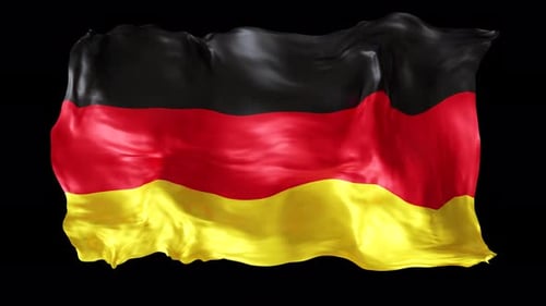 Realistic German Flag Waving Animation on Alpha Channel