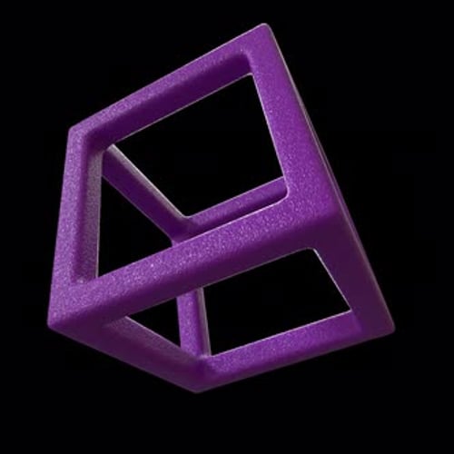 Rotating Purple Textured Cube Outline