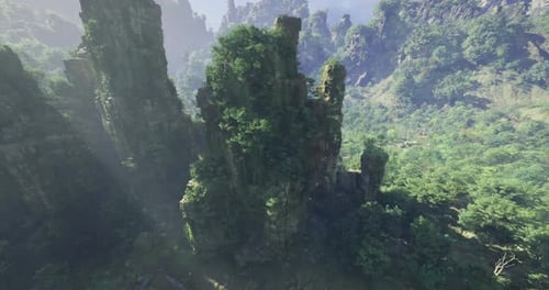 Stunning Rock Formations Surrounded By Lush Greenery in a Vibrant Landscape