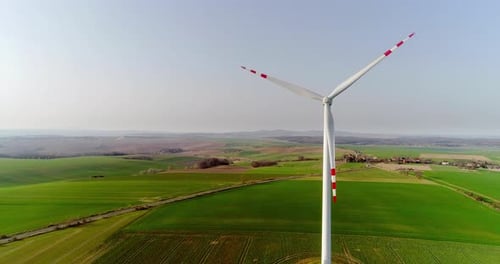 Renewable Energy Large Windmills With Blades Ecology Wind Turbines Aerial View