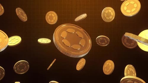 Falling Golden Digital Currency Coins Animation