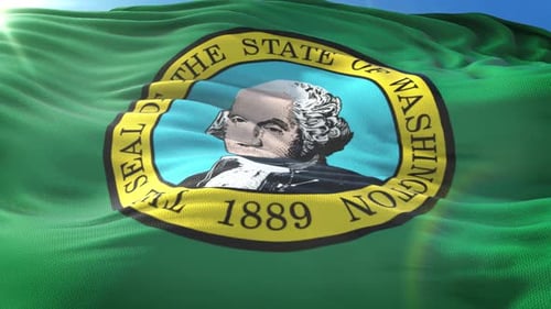 Realistic Waving Flag of the State of Washington Animation