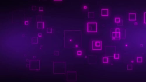 Abstract futuristic background with flying geometric shapes of squares. seamless loop