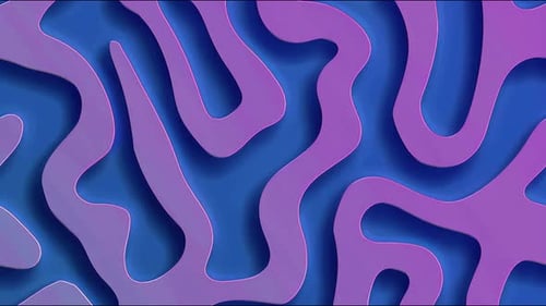 Abstract 3D Wavy Background with Pink and Blue Organic Paper Cut Shapes in Seamless Animation Loop