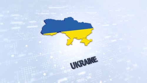 Ukraine Map and Flag with Animated Digital Background