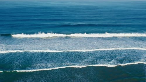 Drone Fly Over Waves Swell in Open Ocean