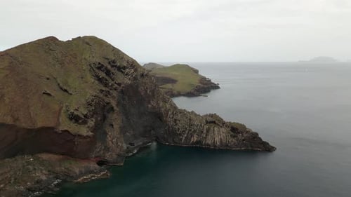 Aerial panorama of stunning coast of Ponta Sao Lourenco, Madeira, Portugal