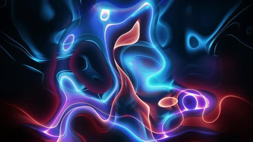 Abstract Neon Glowing Fluid Lines Motion Background Loop