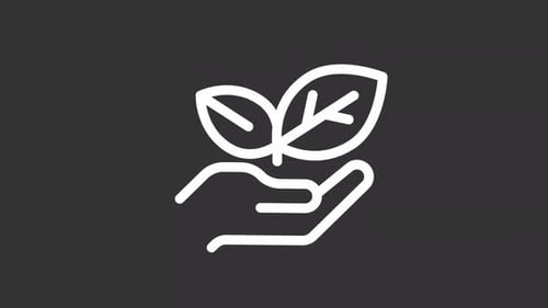 Animated Minimalist Line Icon of Hand with Growing Leaves