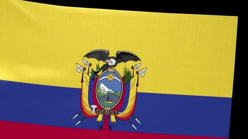 Realistic Ecuador Flag Waving Alpha Channel Animation
