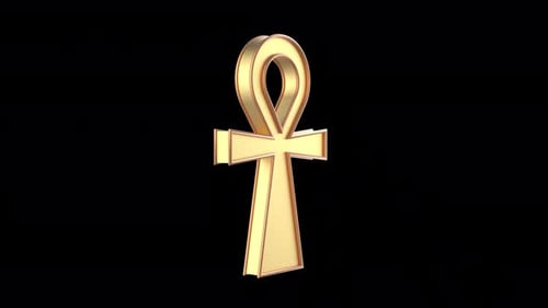 Animated 3D Golden Ankh Symbol Rotation
