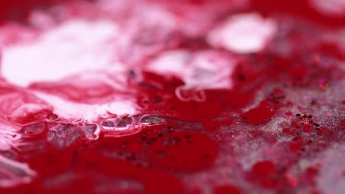 Ink Splash Glitter Liquid Flow White Red Paint Mix