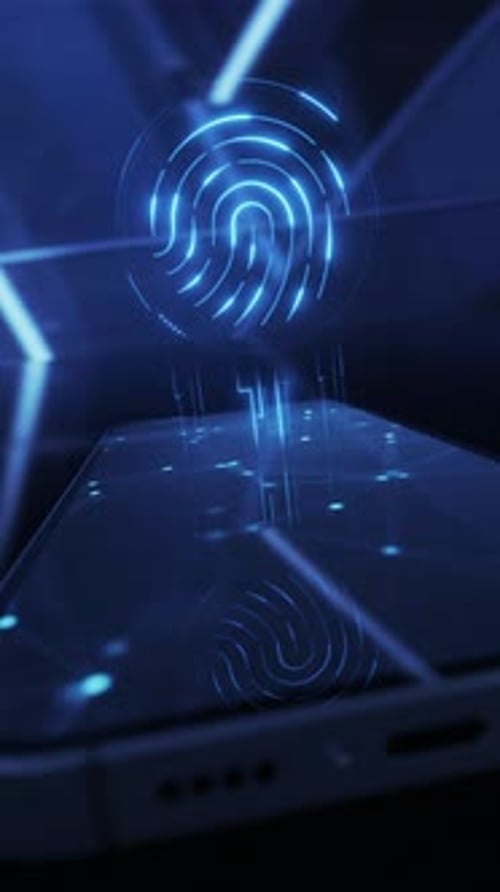 Digital Biometric Fingerprint Hologram with Smartphone Advanced Identify Security and Authentication