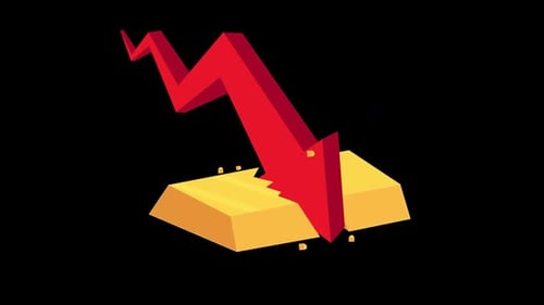 gold price crash economic downturn animation with alpha channel