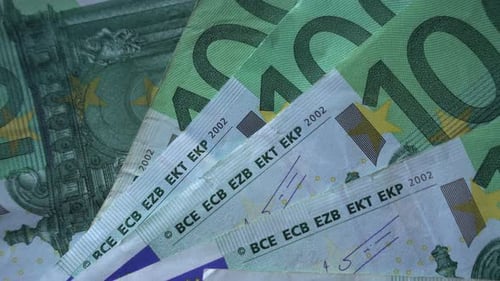 100 euros Bank Notes rotates as Background