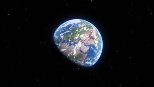 Realistic Earth Planet Rotating in Deep Space Animation