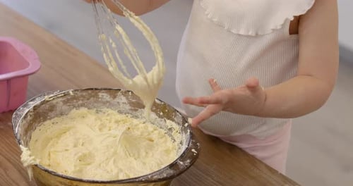 Female Hands Using Hand Mixer for Cooking