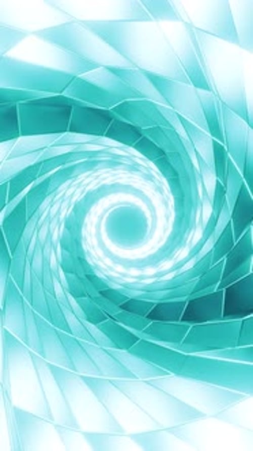 3D Animation of Glowing Neon Spiral Abstract Tunnel